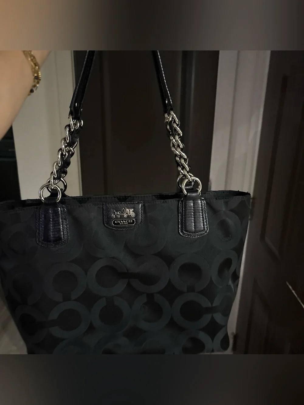 Coach Black Signature Chain-Handle Shoulder Bag